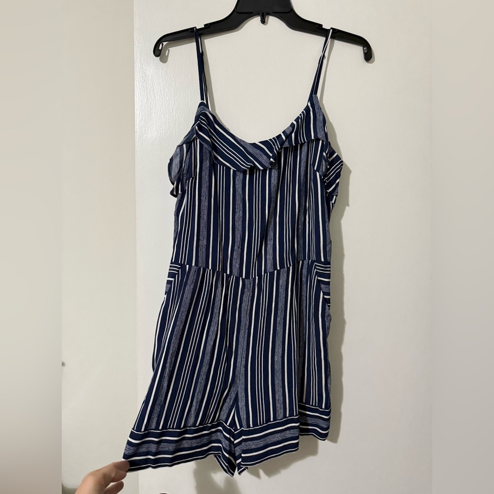 Blue and White Romper Loft